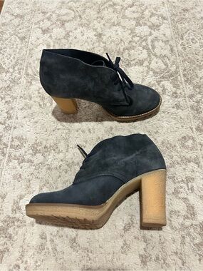 Navy Suede Macalister High Heel Chunky Heel Ankle Booties